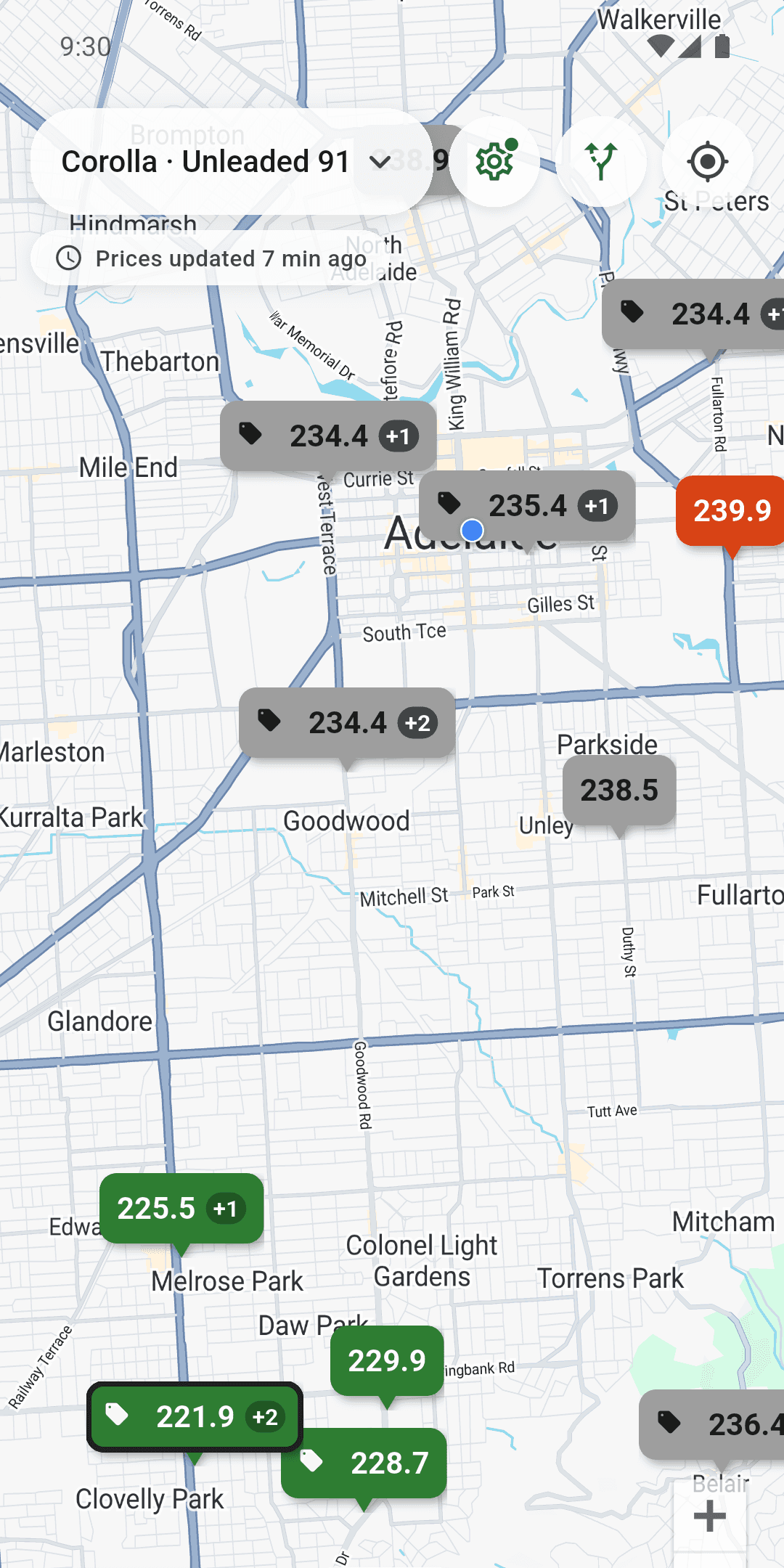 Fuel Savvii's map of Adelaide fuel prices